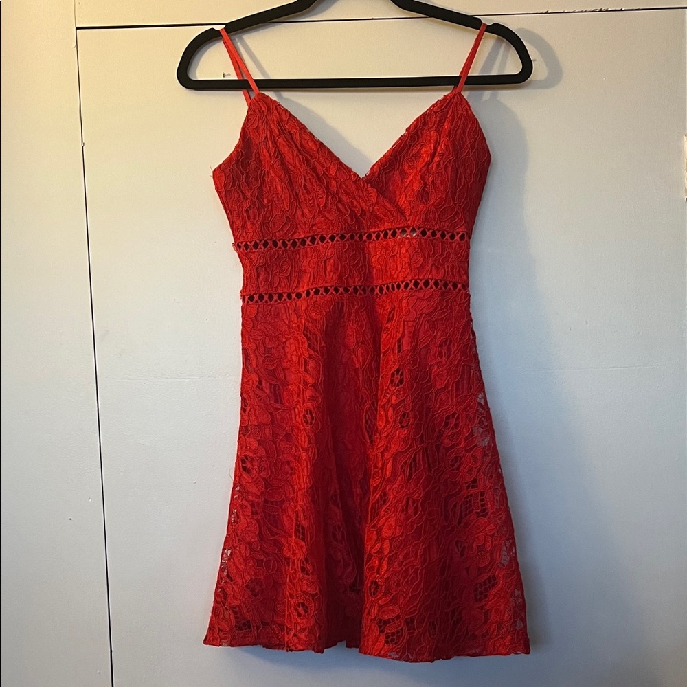 🆕 Francesca’s Elegant Red Lace Dress